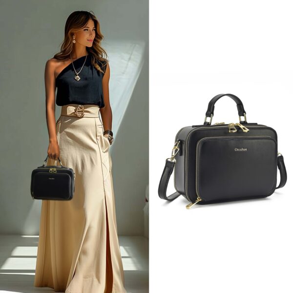 Bolsa Feminina Elegante Transversal com Zíper Duplo