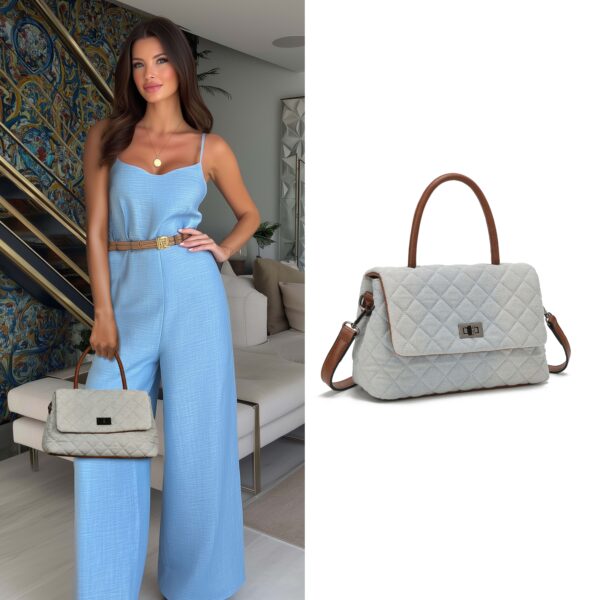 Bolsa Feminina Transversal Matelassê Estilo Jeans