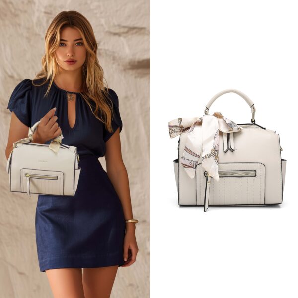 Bolsa Feminina Satchel de Mão e Ombro com Lenço | Lumoza
