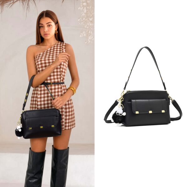 Bolsa Feminina de Mão e Ombro com Detalhes Metalizados
