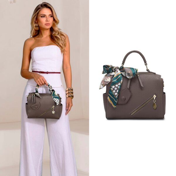 Bolsa Feminina de Mão e Ombro Compacta com Lenço | Lumoza