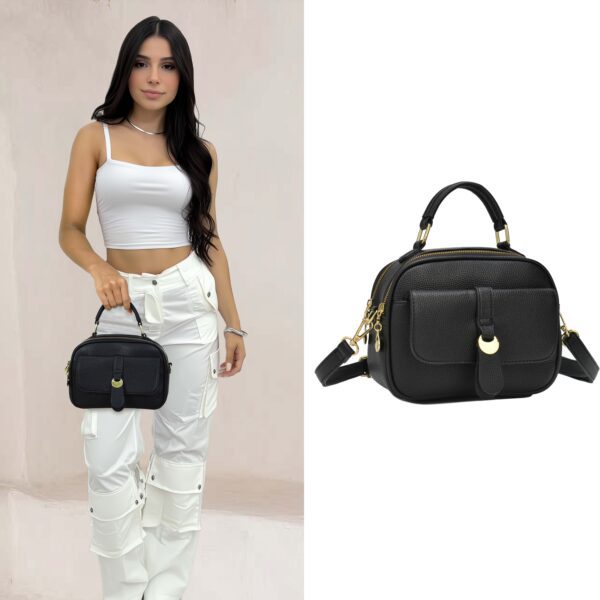 Bolsa Feminina de Mão e Ombro Compacta Preta | Lumoza