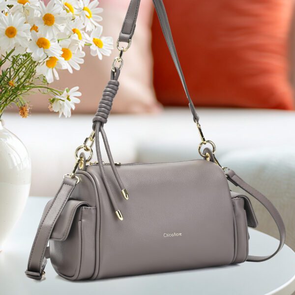 Bolsa Feminina Transversal Média e Versátil Chicafiore Cinza | Lumoza