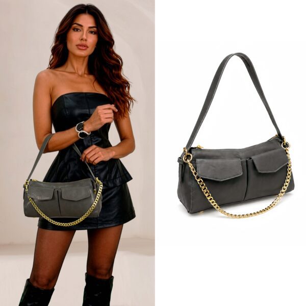 Bolsa de Ombro com Corrente Dourada